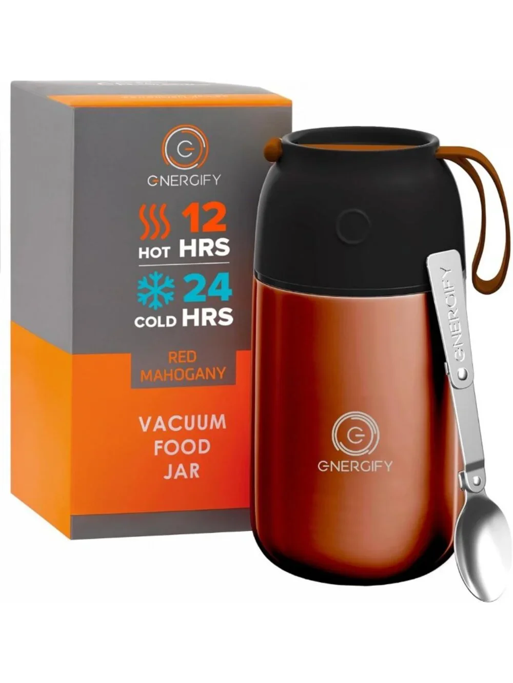 24oz Vacuum Insulated Food Jar with Spoon - BPA-Free, Leak Proof, Wide Mouth